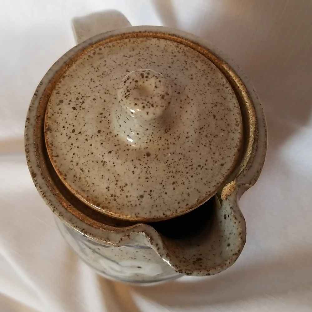 Vintage Handcrafted Ceramic Vase with Blue and Brown Accents